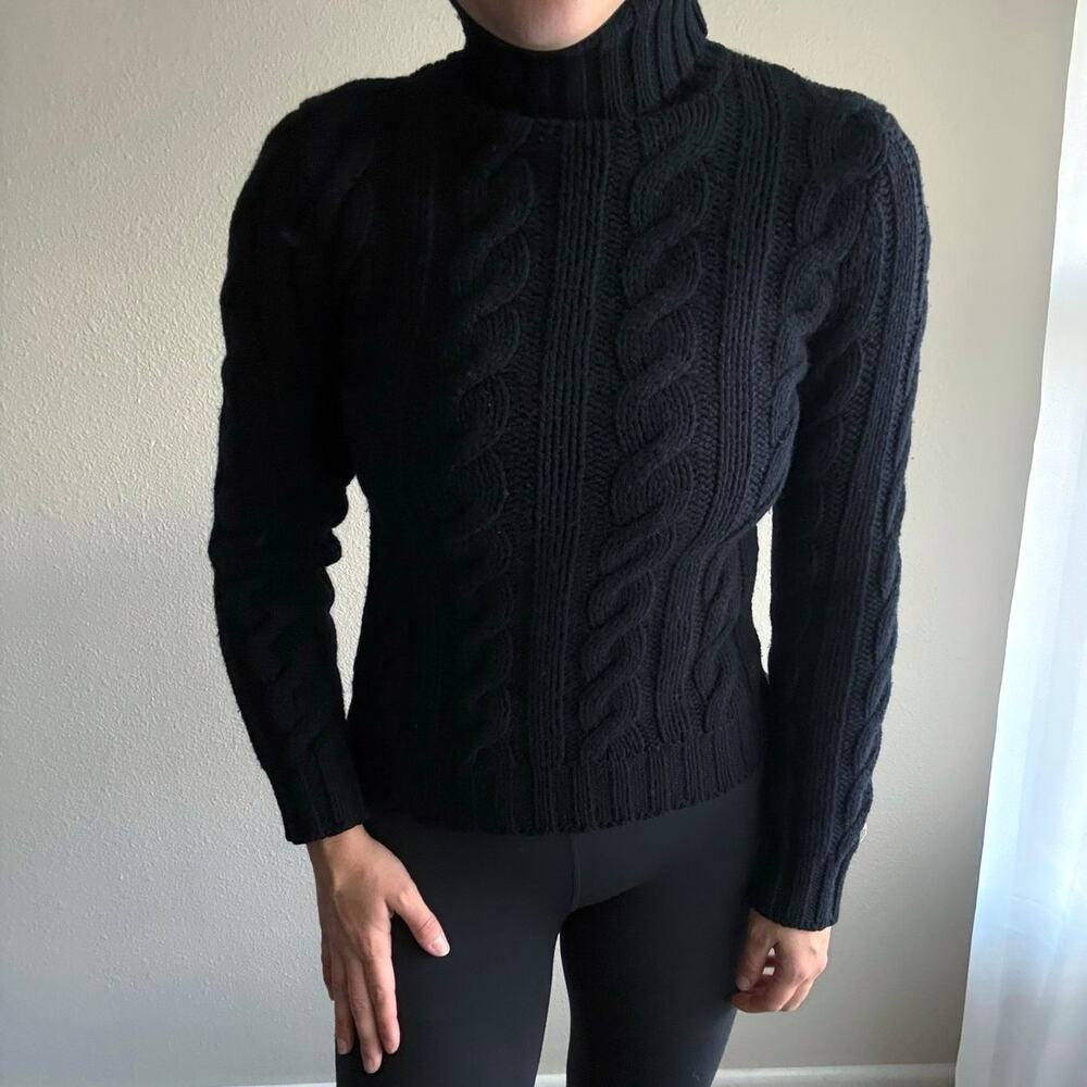 Vtg y2k Ralph Lauren Sport Chunky Cable Knit wool Fisherman Sweater Turtleneck